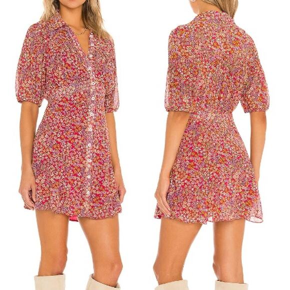 Free People Dresses & Skirts - Free People NWT Bonnie Mini Dress Strawberry Combo with Liner Slip Womens Large